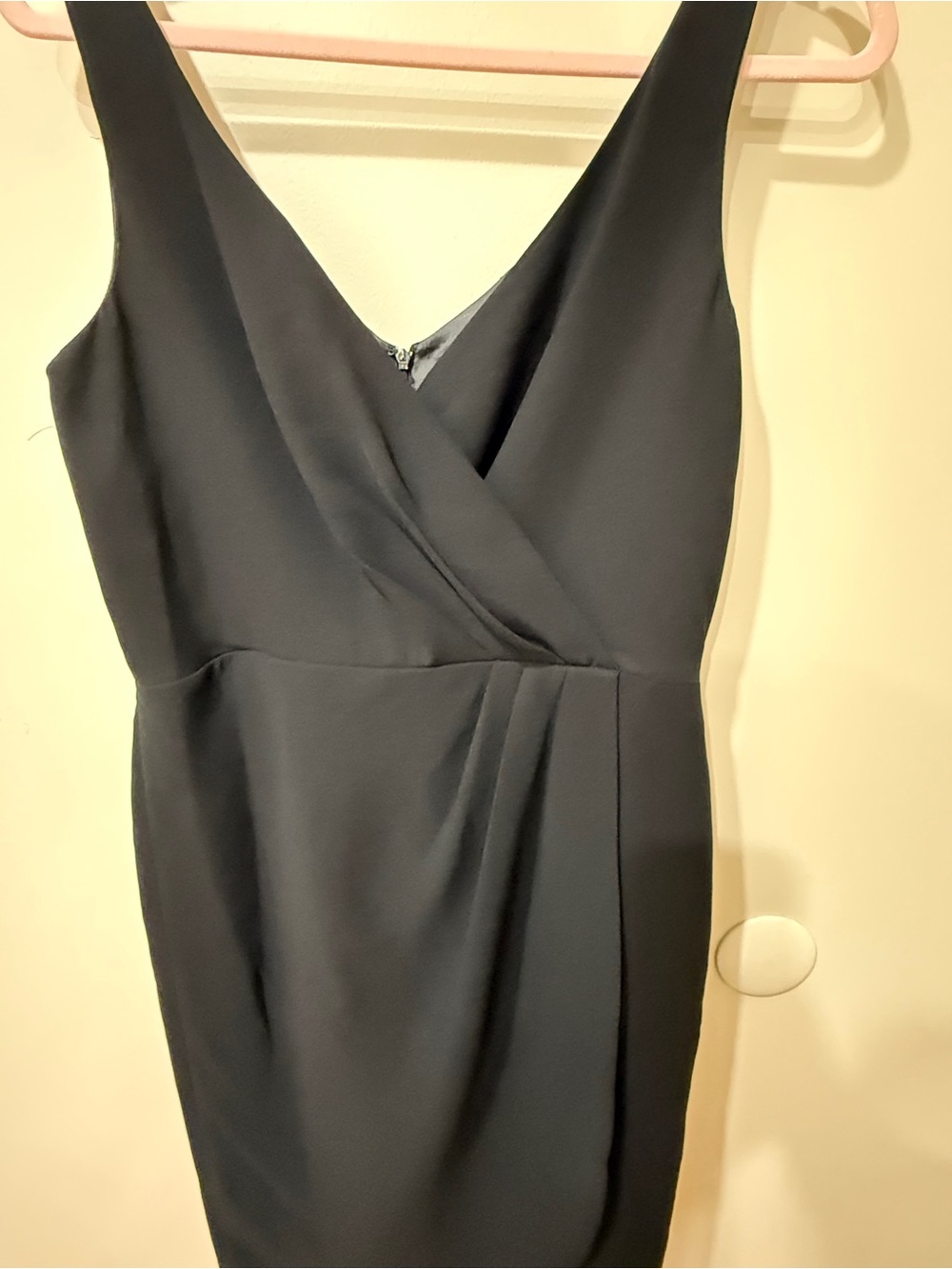 Jones New York Black Sleeveless V-Neck Faux-Wrap Midi Dress